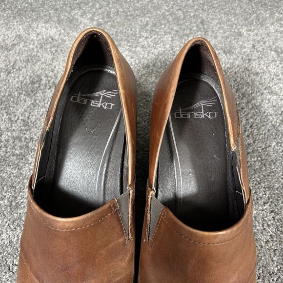 Dansko Rosaline Womens 41 Brown Leather Casual Wedge Heels Pump Slip On Shoes - Picture 3 of 10